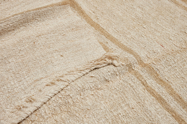 Large Hemp Carpet with Pale Double & Triple Brown Stripes (5' 10" x 13' 1")