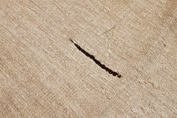 Large Finely Woven Single Piece Cream Colored Hemp Carpet with One Chocolate Line.............(7' 1'' x 11' 9'')