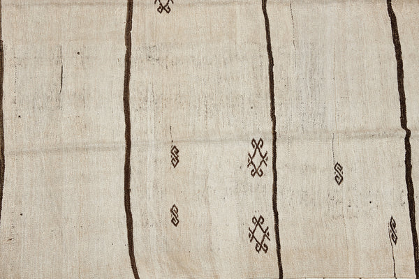 Medium Broad Woven Light Colored Hemp Carpet with 5 Chocolate Stripes and Floating Medallions....................(5' 7" x 10' 10")