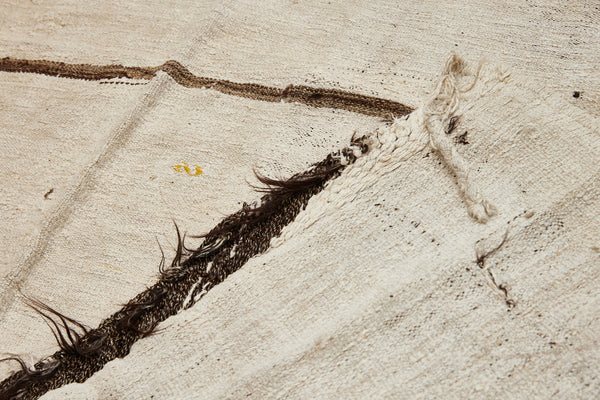 Medium Broad Woven Light Colored Hemp Carpet with 5 Chocolate Stripes and Floating Medallions....................(5' 7" x 10' 10")