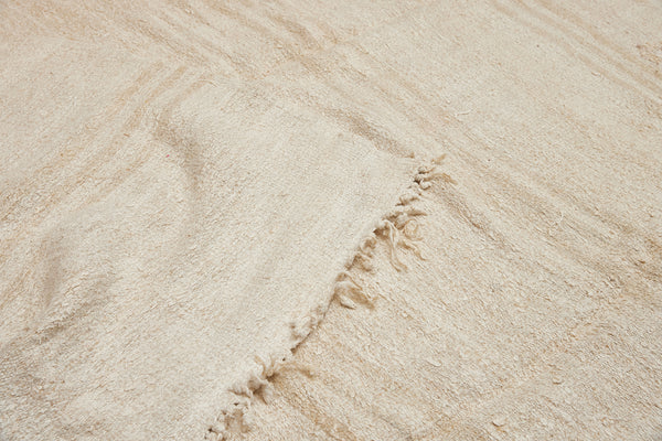 Large Pale Hemp Carpet with Triple Beige Stripes  (6' x 13' 6")