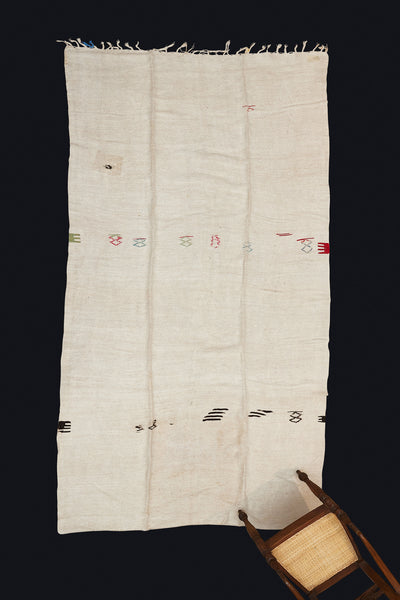 Natural Hemp Carpet-Black & Colored Symbols (5'11''x11'1'')