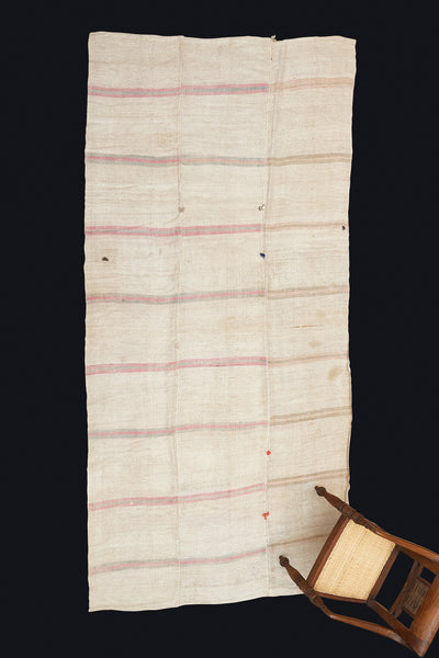 Hemp Carpet with Pale Rose & Grey Stripes (5' 8'' x 11' 7'')