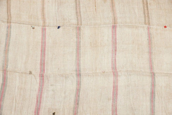 Hemp Carpet with Pale Rose & Grey Stripes (5' 8'' x 11' 7'')