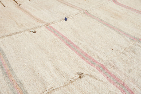 Hemp Carpet with Pale Rose & Grey Stripes (5' 8'' x 11' 7'')