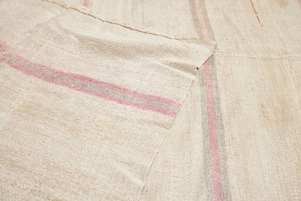 Hemp Carpet with Pale Rose & Grey Stripes (5' 8'' x 11' 7'')