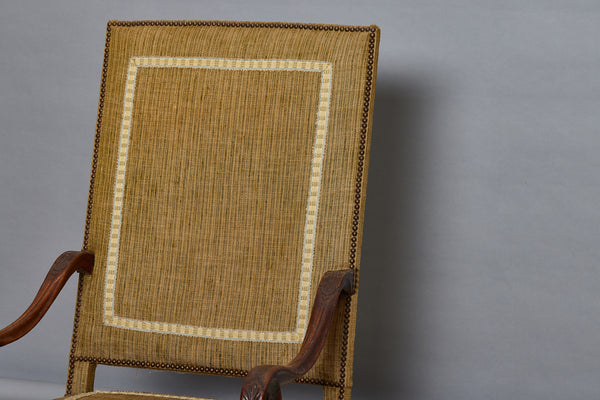 Mid 18th Century Italian Walnut Fauteuil Armchair with Delicate Carving from Genoa