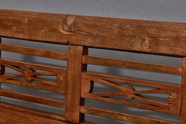 Teak Dutch Colonial Bench with Strong Arms & Legs From the Island of Java
