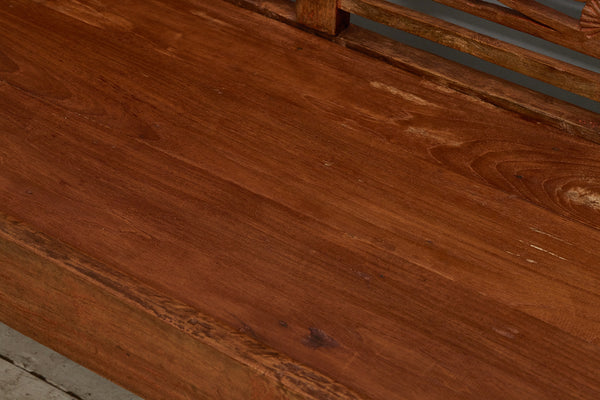 Teak Dutch Colonial Bench with Strong Arms & Legs From the Island of Java