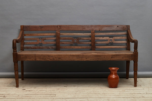 Deep Seated Teak Dutch Colonial Javanese Bench