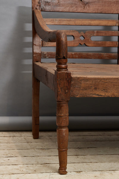 Deep Seated Teak Dutch Colonial Javanese Bench