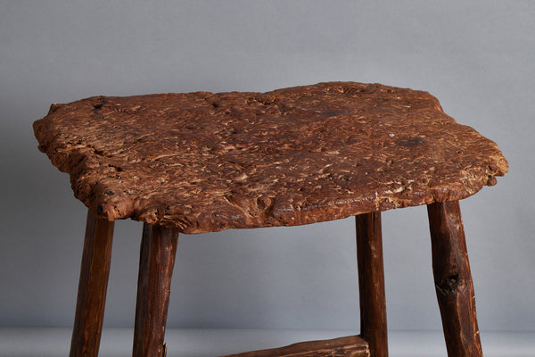 Tall Teak Stool with A Rectangular Buried Teak Top