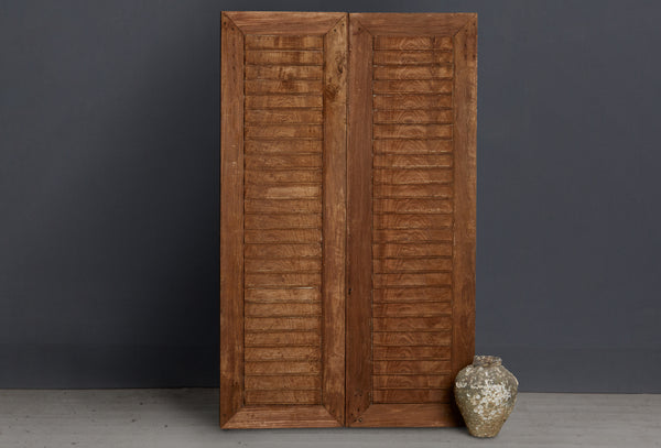 Teak Doors with Carved Louvers from Java