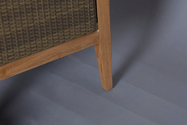 Pair of Teak and All Weather Rattan Arm Chairs