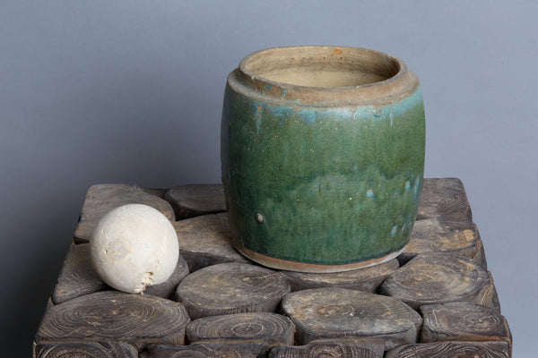 19th Century Green Salt Glazed Storage Jar from Borneo