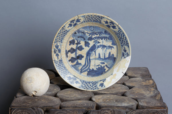 Ming Swatow Blue & White Shipwreck Plate ca 1540