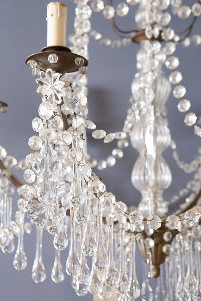 Italian Iron & Crystal Chandelier