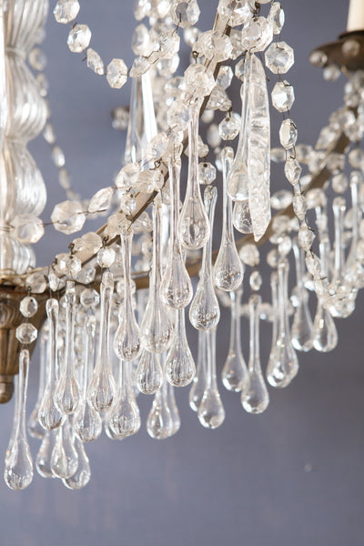 Italian Iron & Crystal Chandelier