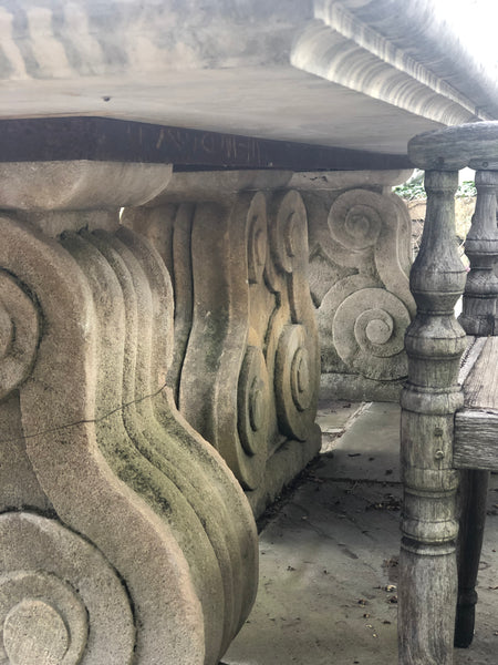 Large Carved French Limestone Garden Table