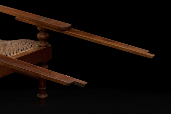 19th Century Teak and Rattan English Colonial Lounge Chair from Singapore
