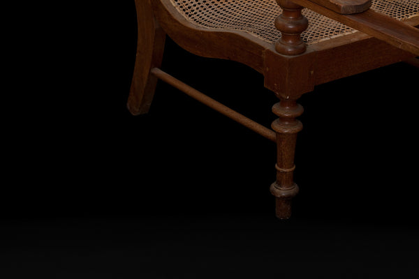 19th Century Teak and Rattan English Colonial Lounge Chair from Singapore