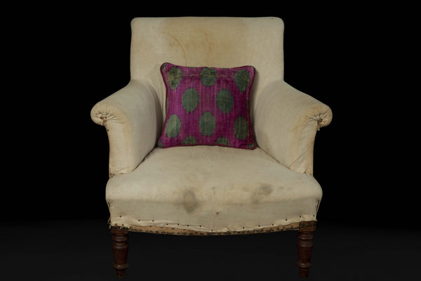 Beet and Dark Teal Silk Velvet Ikat Pillow
