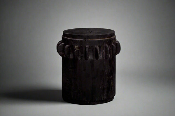 Large Ebonized Sugar Cane Mill Cog in Solid Teak