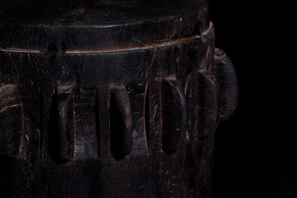 Large Ebonized Sugar Cane Mill Cog in Solid Teak