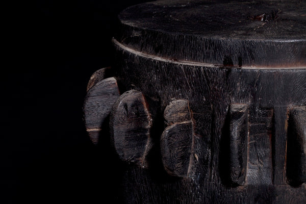 Large Ebonized Sugar Cane Mill Cog in Solid Teak