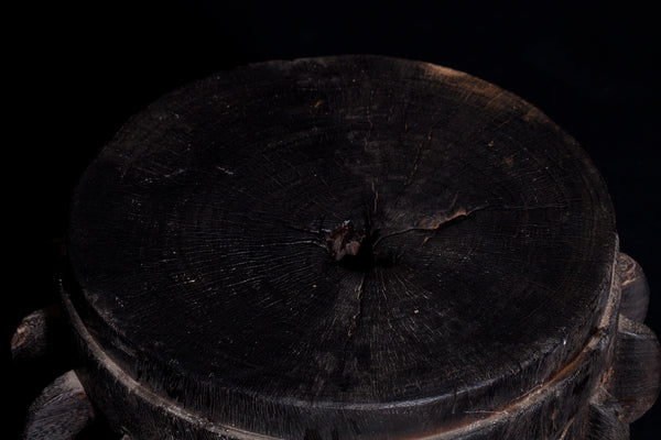 Large Ebonized Sugar Cane Mill Cog in Solid Teak