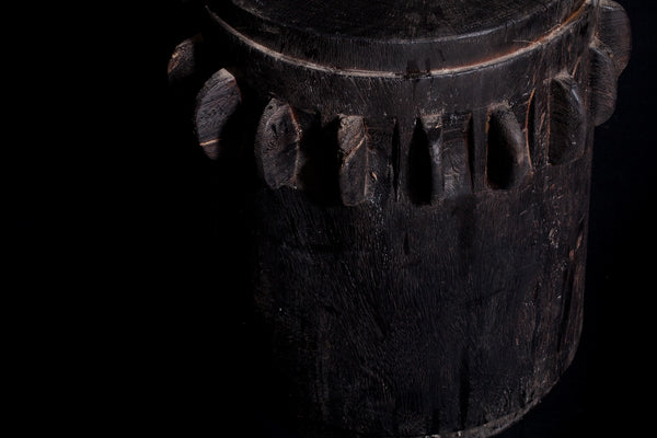 Large Ebonized Sugar Cane Mill Cog in Solid Teak