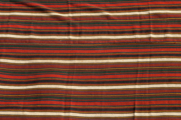 Kilim with Stripes and Natural Brown Bands (7' 4" x 8' 7")