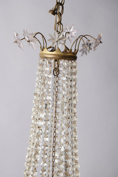 12 Arm French Gilt Bronze & Crystal Candle Chandelier