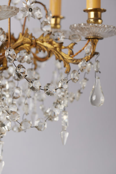 Early 20th Century French 3-Tier Crystal Chandelier with 6 Arms & Bellflower Finial