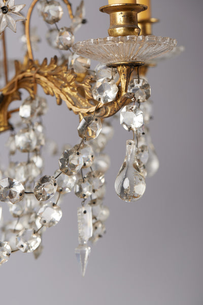 Early 20th Century French 3-Tier Crystal Chandelier with 6 Arms & Bellflower Finial