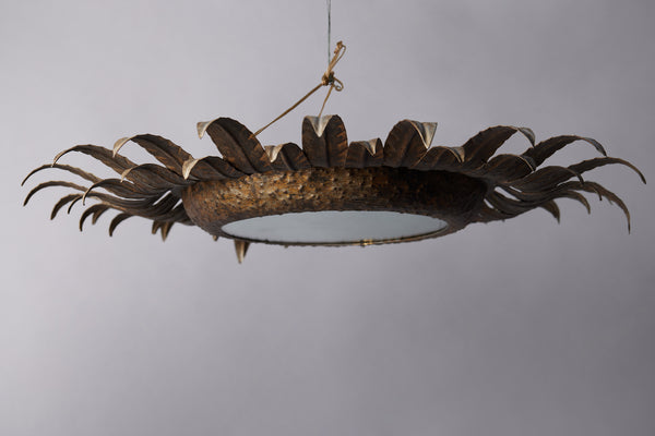 Mid 20th Century Gilt Iron Spanish Fixture with Mirror