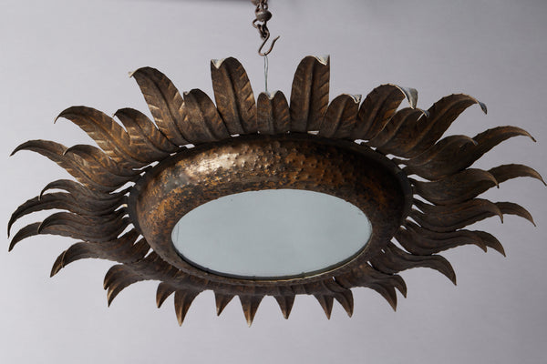 Mid 20th Century Gilt Iron Spanish Fixture with Mirror