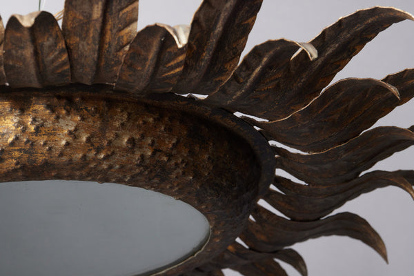 Mid 20th Century Gilt Iron Spanish Fixture with Mirror