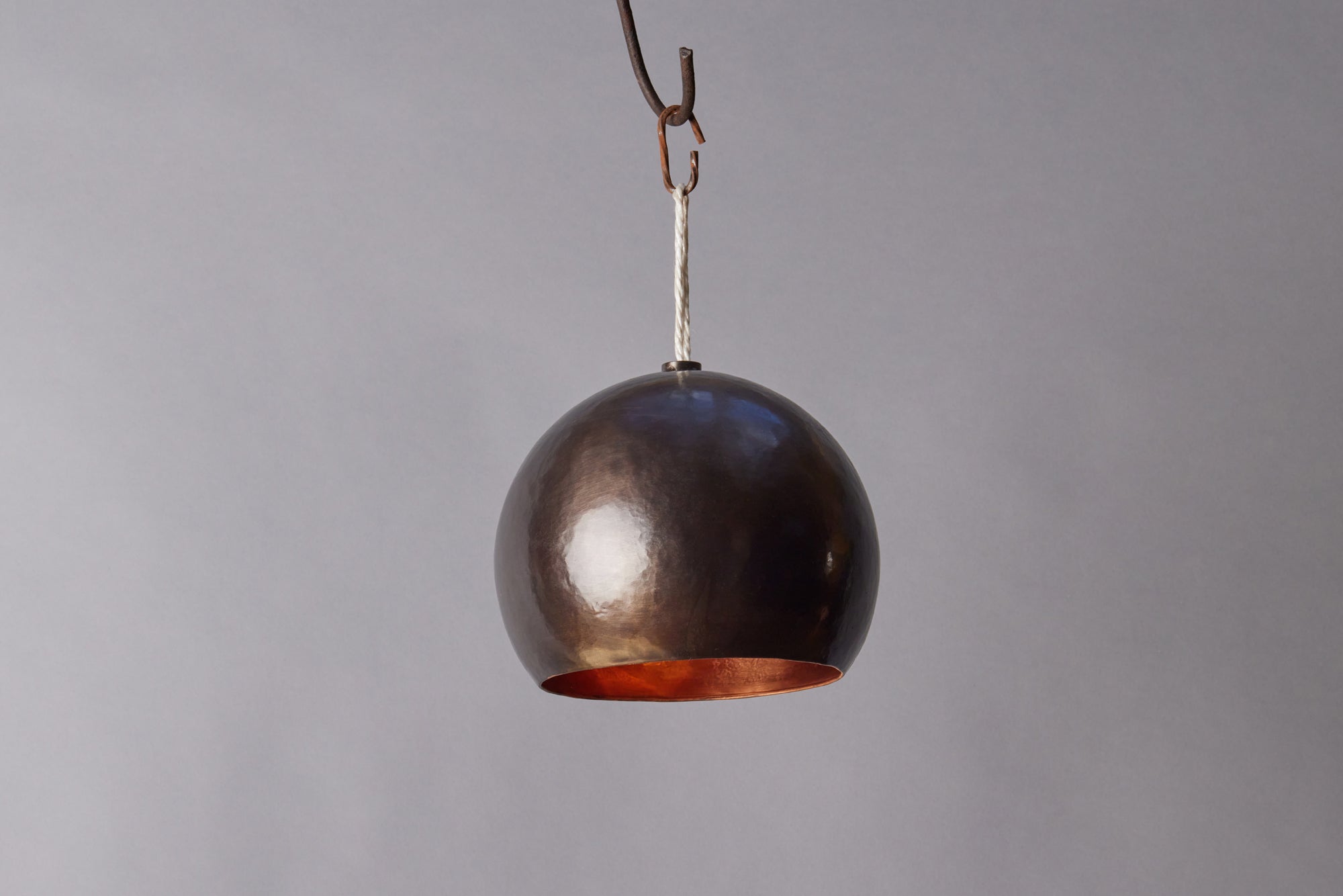 Small Rounded Hammered Copper Pendant Light