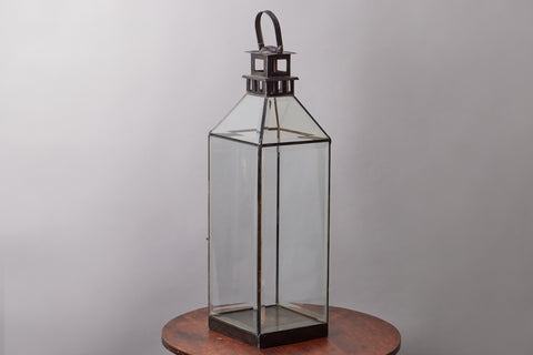 Large Ring Top Beveled Glass Lantern