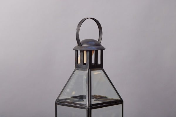 Ring Top Tin & Beveled Glass Lantern