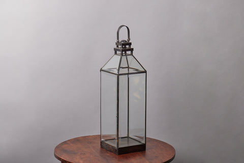 Medium Pagoda Top Beveled Glass & Tin Lantern