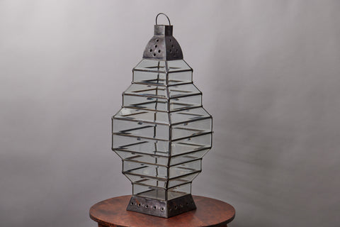 Extra Tall Segmented Beveled Glass Lantern