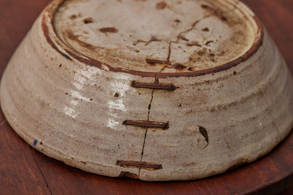 18th Century Spanish Mixing Bowl with Stapled Repairs