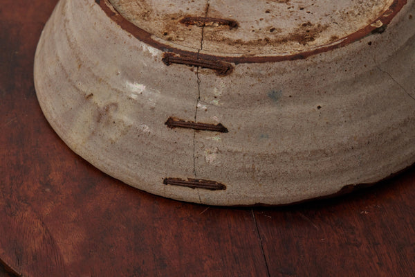 18th Century Spanish Mixing Bowl with Stapled Repairs