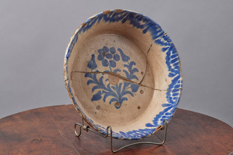 Blue & White Bowl 19th Century from Spain