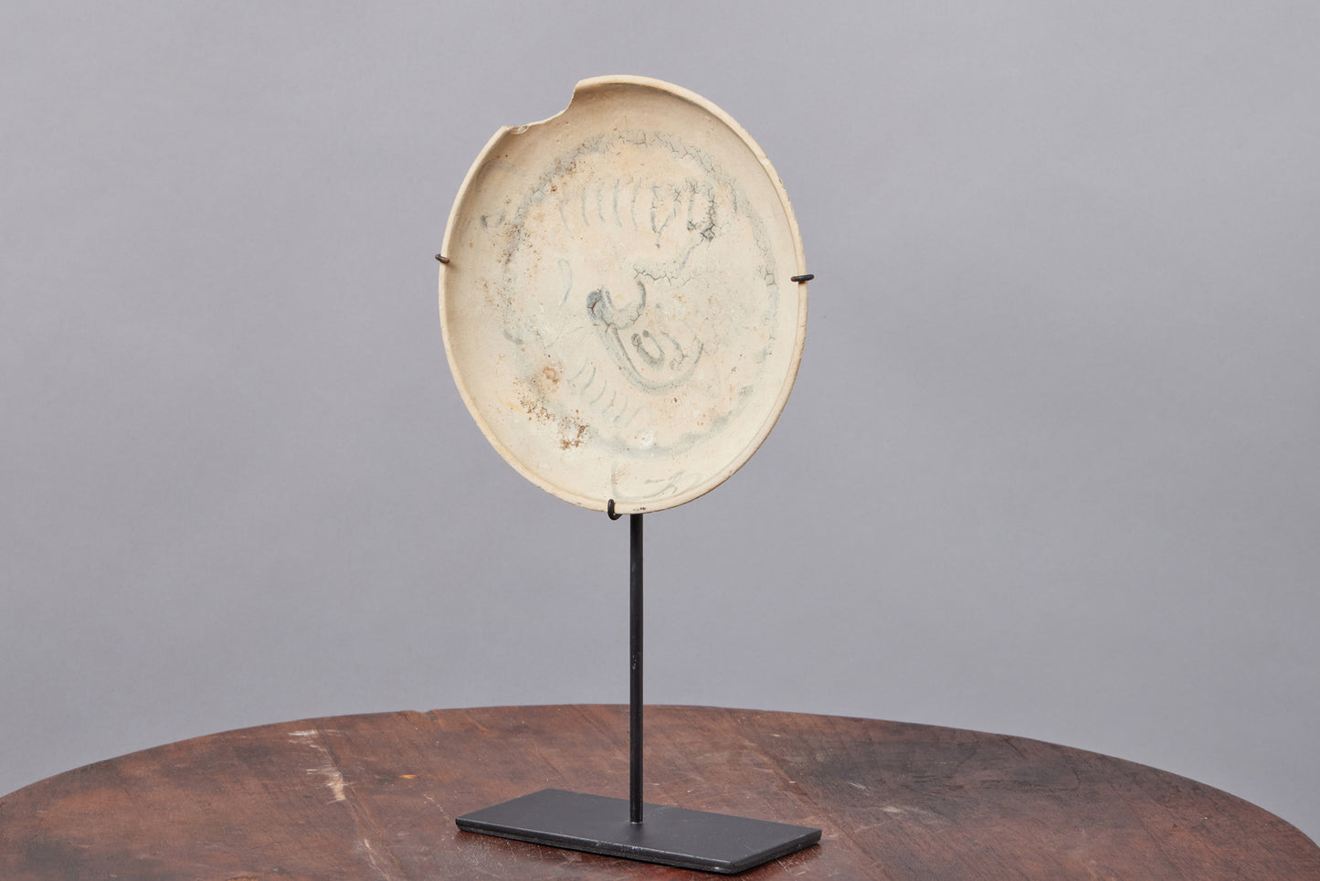 Shipwreck Late 18th/Early 19th Century Blue & White Export Trade Plate Mounted on Stand