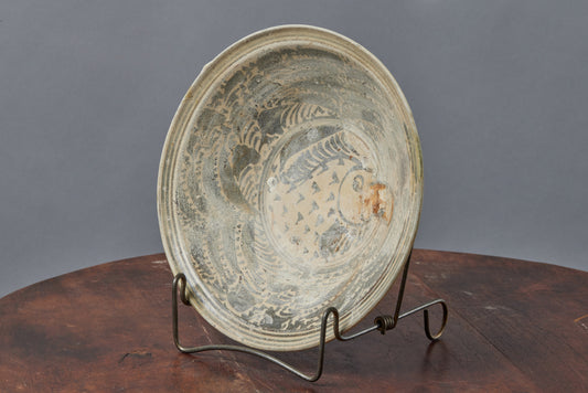 15th Century Sukhothai Fish Pattern Bowl with Floral Border