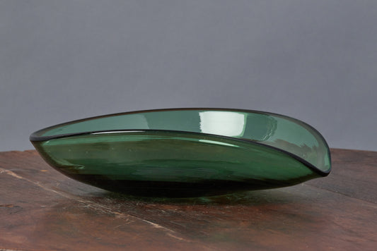 Blenko Green Glass Leaf Form Dish