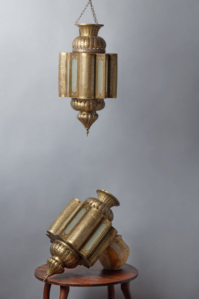 Pierced Brass Hanging Lantern from Morocco